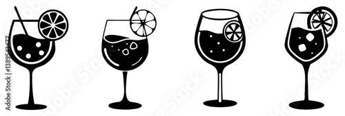 aperol spritz icon, aperol spritz silhouette vector illustration-simple silhouette illustration of aperol spritz, perfect for aperol spritz logos and icons