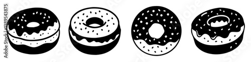 bagel with cream cheese icon, bagel with cream cheese silhouette vector illustration-simple silhouette illustration of bagel with cream cheese, perfect for bagel with cream cheese logos and icons