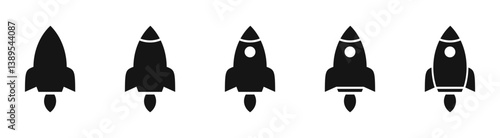 Rocket Spaceship Vector Icon Set