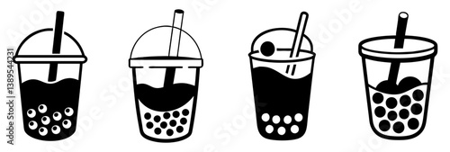 bubble tea icon, bubble tea silhouette vector illustration-simple silhouette illustration of bubble tea, perfect for bubble tea logos and icons