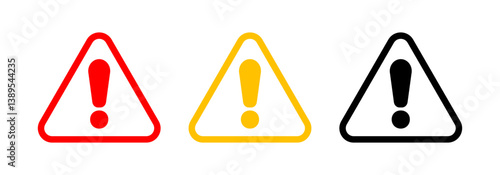 Warning Icons with Exclamation Marks Vector Set