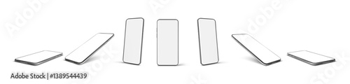 Modern Smartphone Mockups in Multiple Angles Vector Set