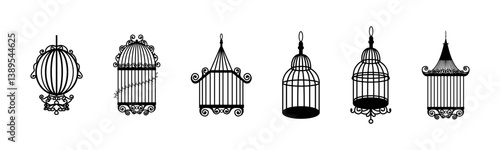 Decorative Vintage Birdcages Vector Set