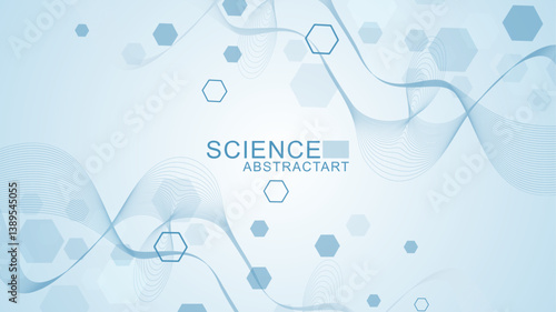 Health care abstract background with hexagons, lines and dots. Medical innovation banner template concept. Biology and pharmaceutical technology background. illustration.