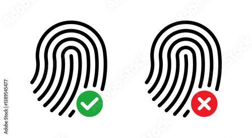 Fingerprint Authentication Approved and Denied Vector Icons