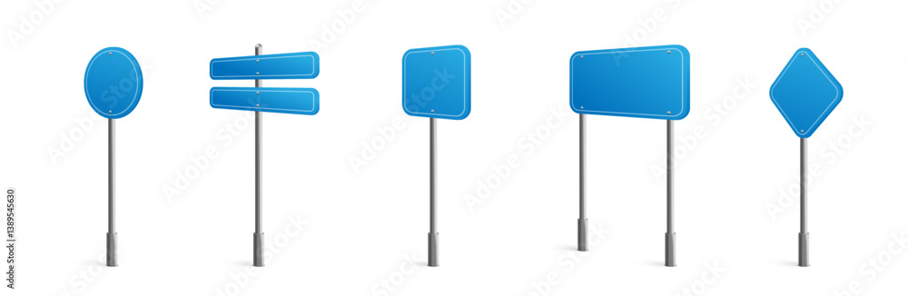 Obraz premium Blank Blue Road Signs Vector Set