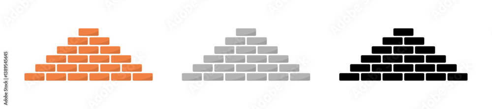 Obraz premium Pyramid Stack of Bricks in Three Styles Vector Set