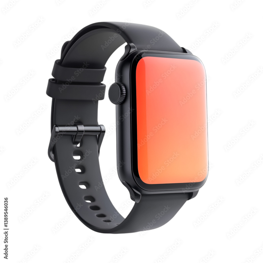 Modern Black Smartwatch with Orange Display Stylish Tech Accessory Modern Black Smartwatch with Orange Display Stylish Tech Accessory