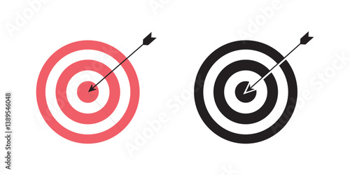 Target with Arrow Hitting Bullseye Icon Vector Set