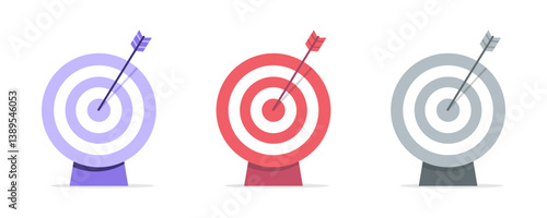 Bullseye Targets with Arrows Illustration Vector Set