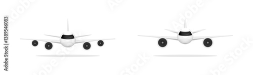 Front View of Commercial Airplanes Vector Set