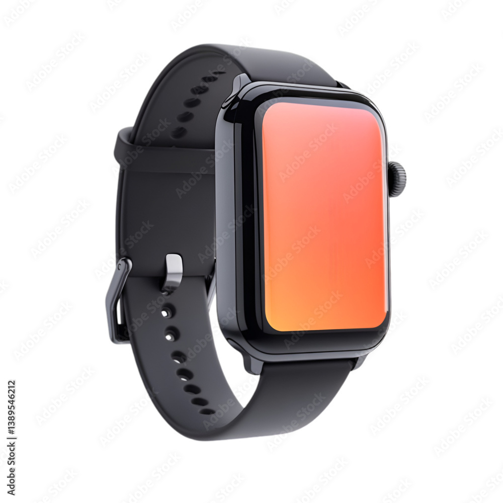 Sleek Black Smartwatch with Orange Gradient Display Sleek Black Smartwatch with Orange Gradient Display