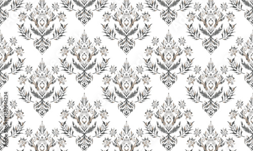 Motifs Ikat floral paisley embroidery floral. ikat ethnic Saree Sarong oriental pattern traditional.Ikat embroidery style abstract embroidery design for background,fabric,wrapping,clothing,wallpaper.