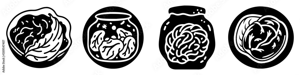 Fototapeta premium fermented kimchi icon, fermented kimchi silhouette vector illustration-simple silhouette illustration of fermented kimchi, perfect for fermented kimchi logos and icons