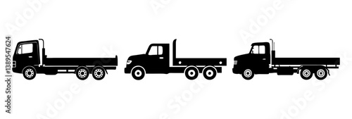 flatbed truck icon, flatbed truck silhouette vector illustration-simple silhouette illustration of flatbed truck, perfect for flatbed truck logos and icons