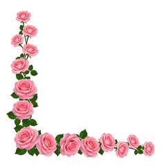 Pink Rose Corner Border: Floral Design, Wedding, Invitation