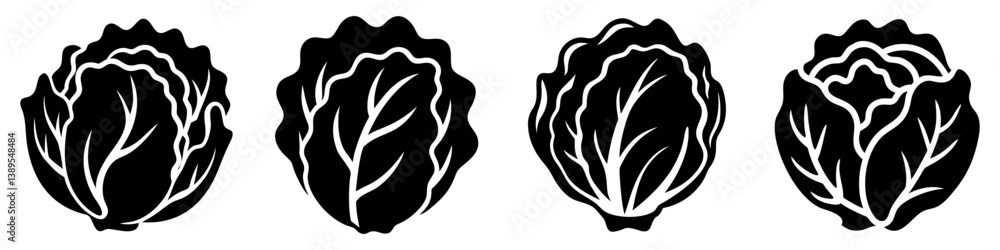 Obraz premium iceberg lettuce icon, iceberg lettuce silhouette vector illustration-simple silhouette illustration of iceberg lettuce, perfect for iceberg lettuce logos and icons
