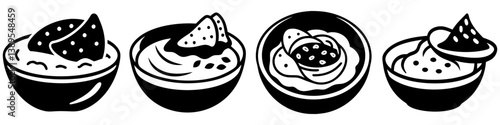 hummus with pita bread icon, hummus with pita bread silhouette vector illustration-simple silhouette illustration of hummus with pita bread, perfect for hummus with pita bread logos and icons