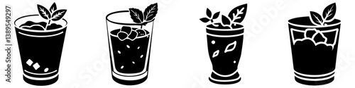 mint julep icon, mint julep silhouette vector illustration-simple silhouette illustration of mint julep, perfect for mint julep logos and icons