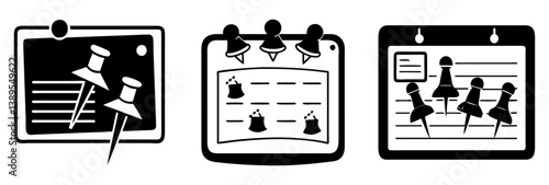 office bulletin board pins icon, office bulletin board pins vector,