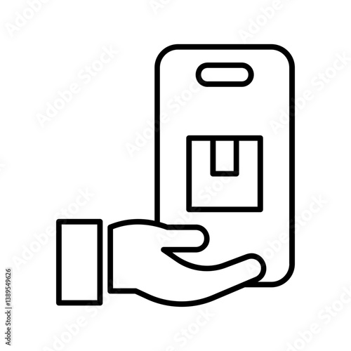 Hand receiving a package from a smartphone