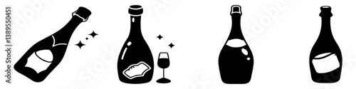 prosecco bottle icon, prosecco bottle silhouette vector illustration-simple silhouette illustration of prosecco bottle, perfect for prosecco bottle logos and icons