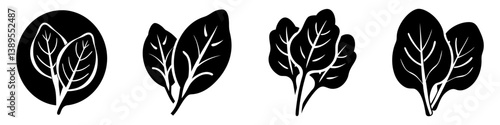 spinach leaves icon, spinach leaves silhouette vector illustration-simple silhouette illustration of spinach leaves, perfect for spinach leaves logos and icons