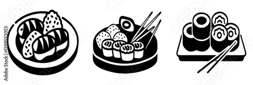 sushi platter icon, sushi platter silhouette vector illustration-simple silhouette illustration of sushi platter, perfect for sushi platter logos and icons