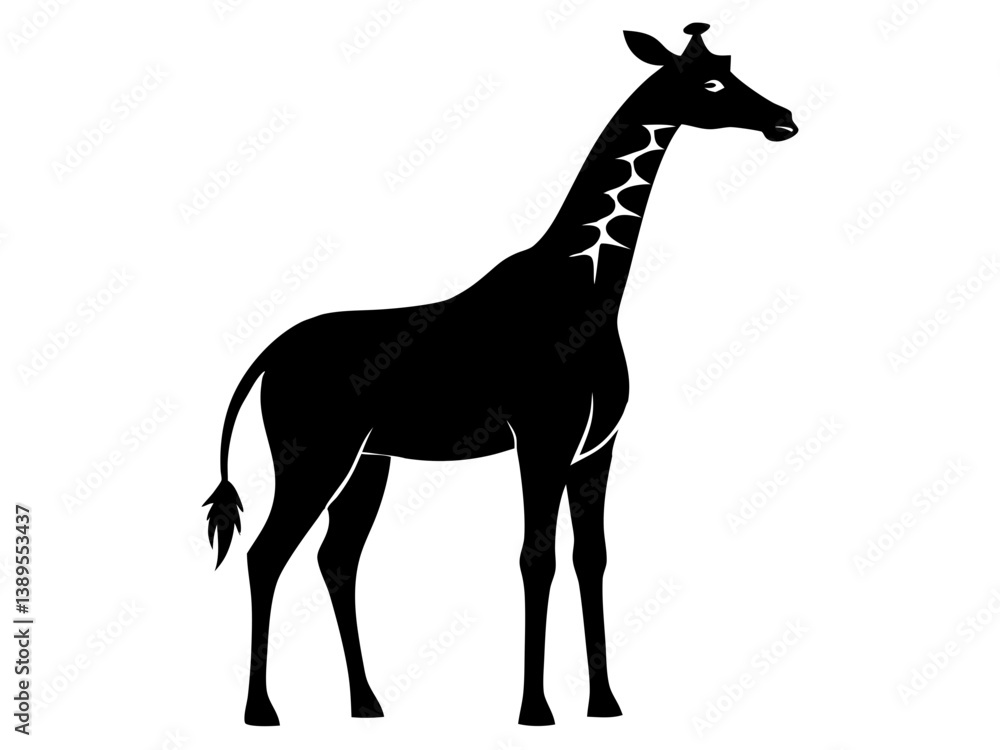 Obraz premium Giraffe Silhouette Vector & Wildlife Animal Icon SVG