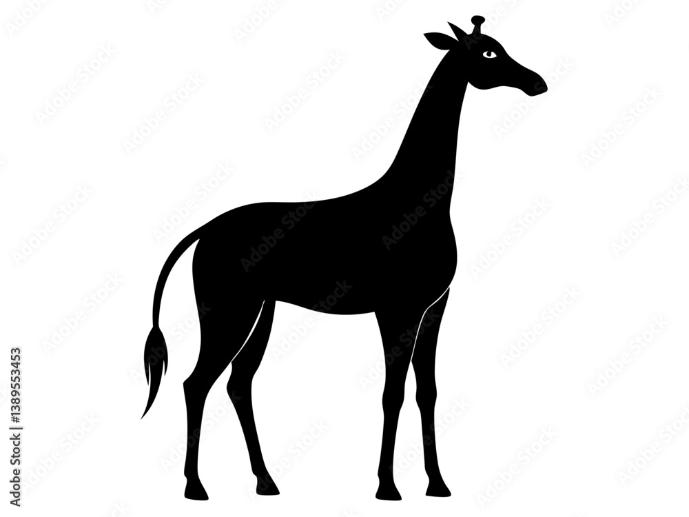 Fototapeta premium Giraffe Silhouette Vector & Wildlife Animal Icon SVG