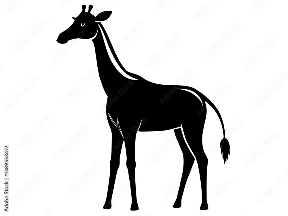 Fototapeta premium Giraffe Silhouette Vector & Wildlife Animal Icon SVG