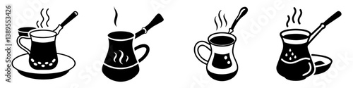 turkish coffee icon, turkish coffee silhouette vector illustration-simple silhouette illustration of turkish coffee, perfect for turkish coffee logos and icons
