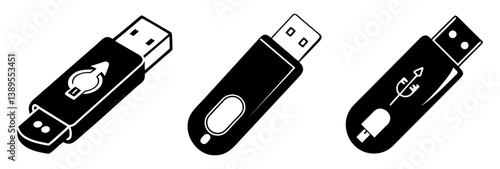 usb flash drive icon, usb flash drive silhouette vector illustration-simple silhouette illustration of usb flash drive, perfect for usb flash drive logos and icons