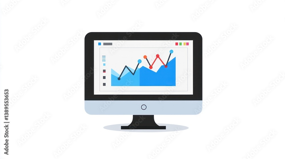 Computer screen displaying rising graph, data analysis, digital information Computer screen displaying rising graph, data analysis, digital information