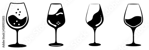 wine tasting glass icon, wine tasting glass silhouette vector illustration-simple silhouette illustration of wine tasting glass, perfect for wine tasting glass logos and icons