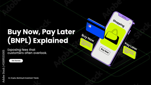 Buy Now, Pay Later (BNPL) Explained – Payment Process and Debt Impact Illustrated with Money, Arrows, and Shopping Icons | Consumer Finance Vector Design