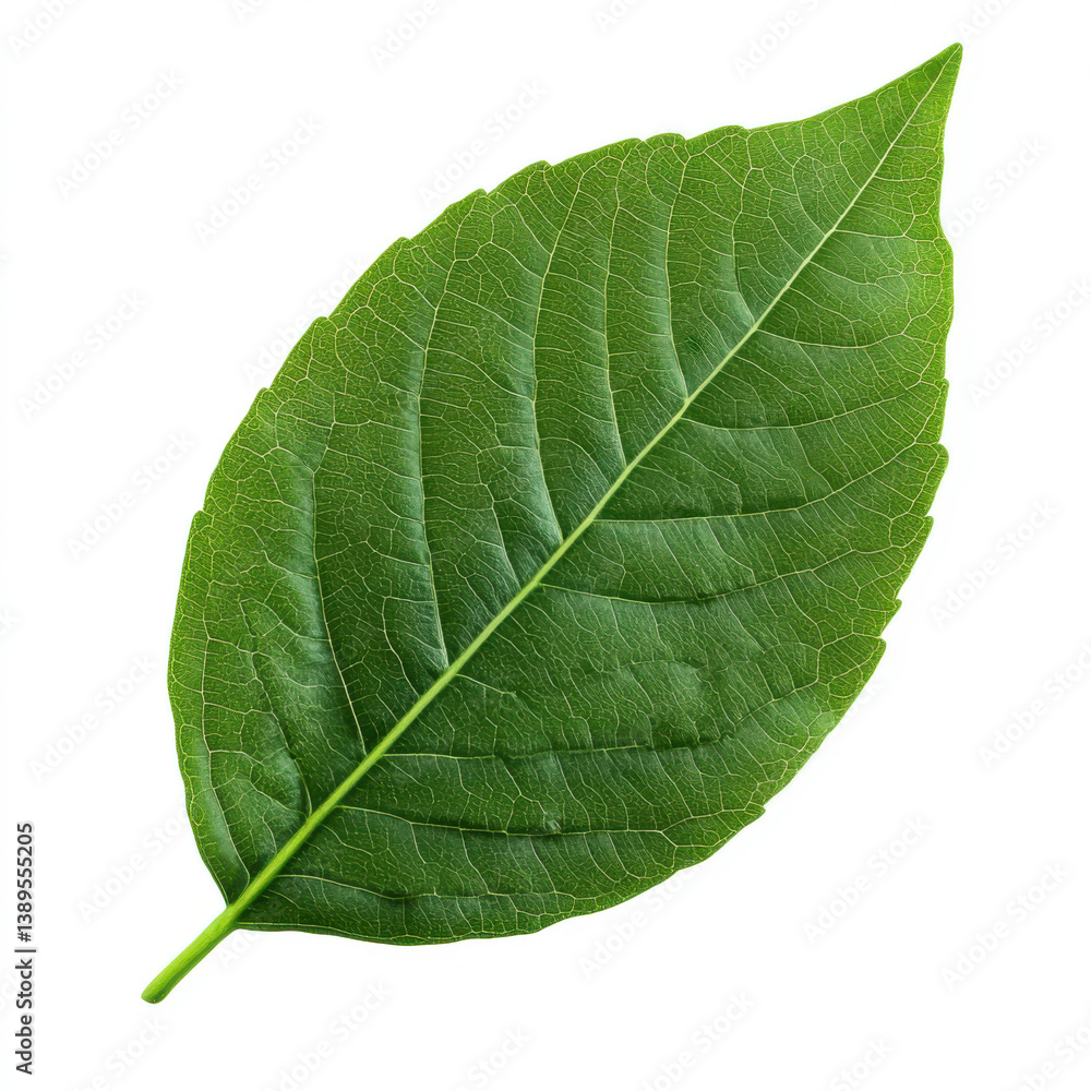 Obraz premium Lush green leaf vibrant detail nature s beauty isolated on white background perfect for botanical designs and eco