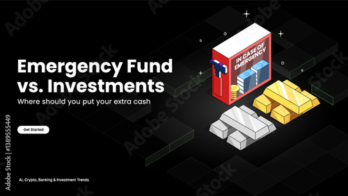 Emergency Fund vs. Investments – Financial Security vs. Wealth Growth Illustrated with Money, Safety, and Investment Trends | Finance and Wealth Vector Design