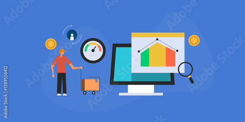 Customer lifetime value or CLV concept, business generates money from customer purchase concept.