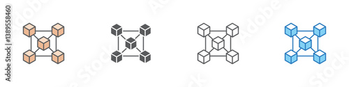 Blockchain Icon Set Multiple Style Vector Collection