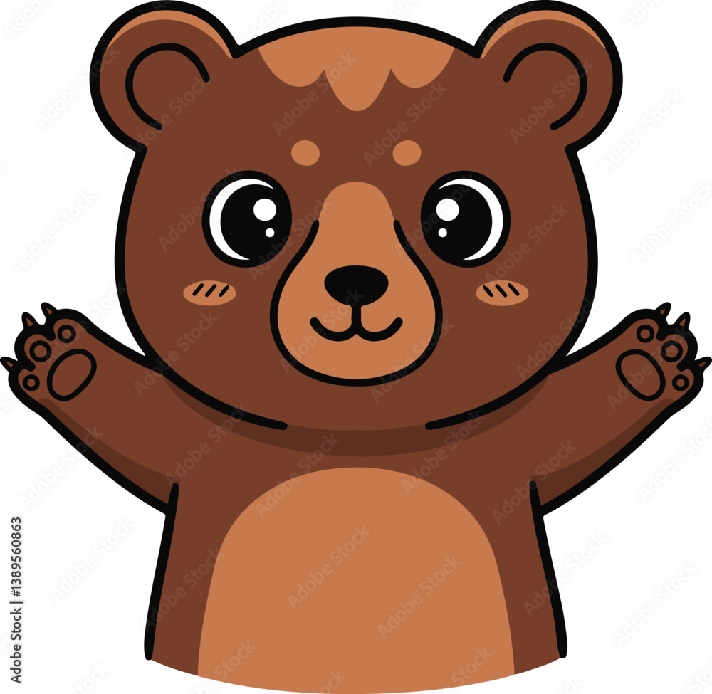 Obraz premium Benny the Bear Cub – Cute Cartoon Animal Character Vector Illustration