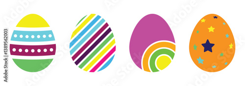 Easter eggs icon set. Set of decorated ester eggs vector. Spring easter, colorful easter eggs