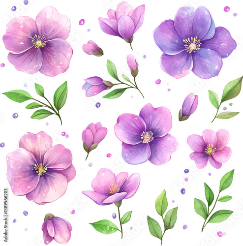 seamless pattern with pink flowers