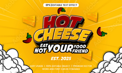 Food Hot Cheese Retro Editable text effect comic style Premium vecto