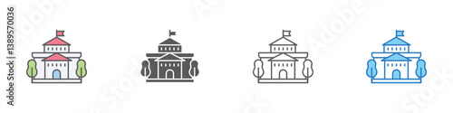 Government Icon Set Multiple Style Vector Collection