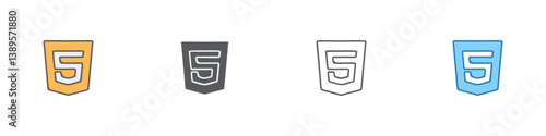 Html5 Icon Set Multiple Style Vector Collection