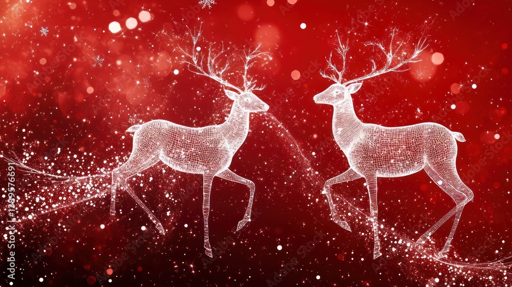 Red Festive Reindeer Snow Holiday Card Red Festive Reindeer Snow Holiday Card