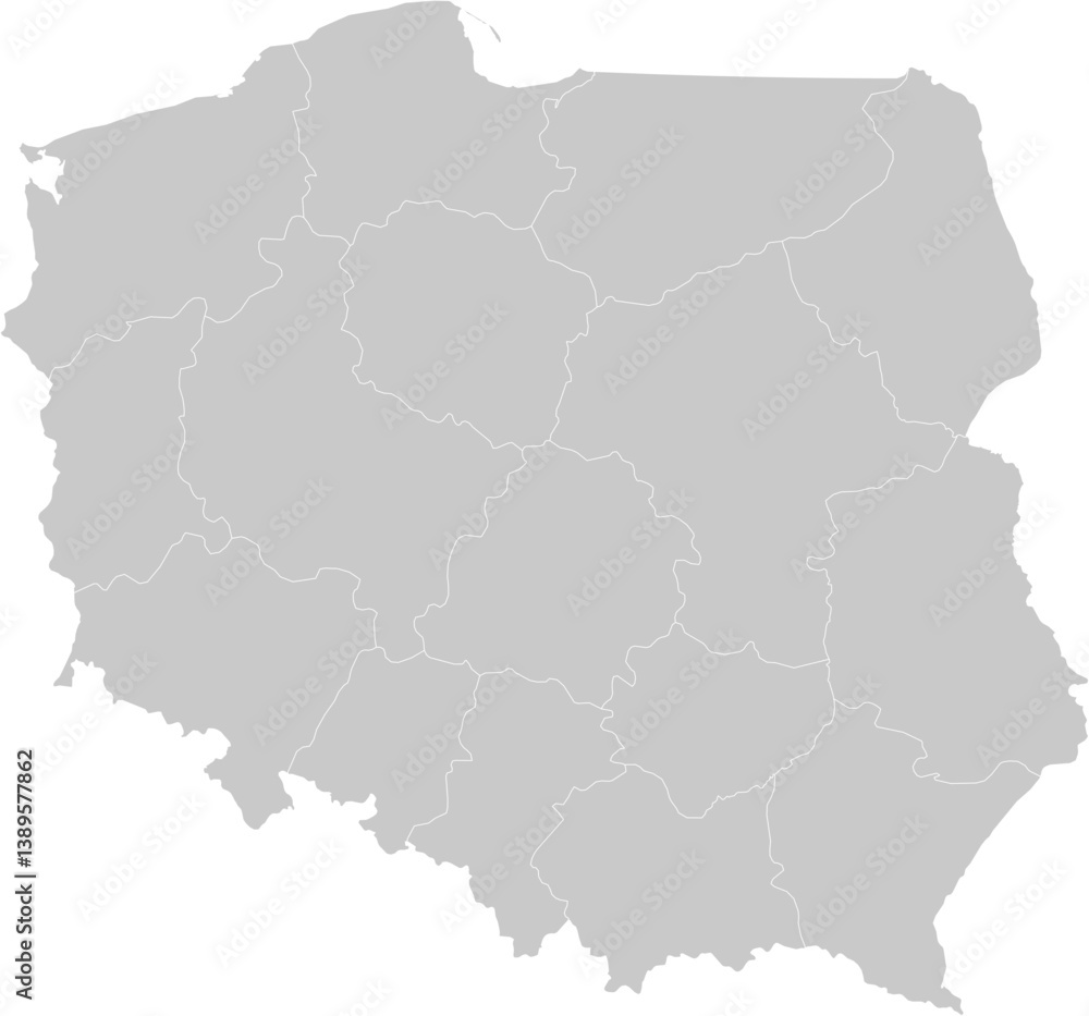 Poland administrative vector map with level 1 region boundaries – PPT-compatible & fully editable by region Poland administrative vector map with level 1 region boundaries – PPT-compatible & fully editable by region