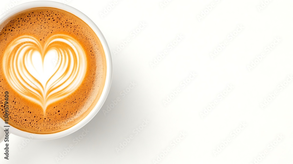 A cup of coffee with heart shaped latte art