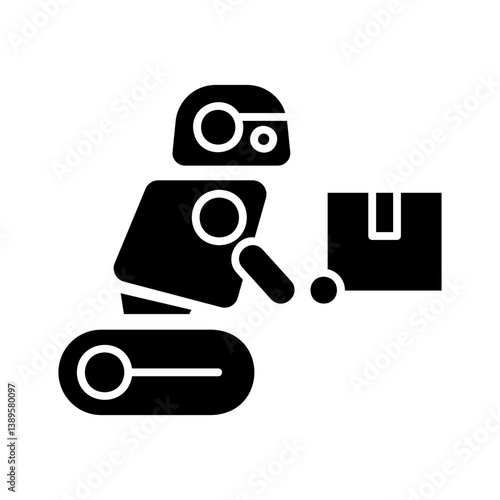 Delivery robot pushing a package